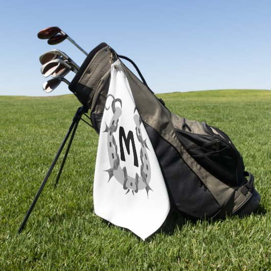 Hoefijzer in Barbed Wire Monogram Golfhanddoek (Groen)