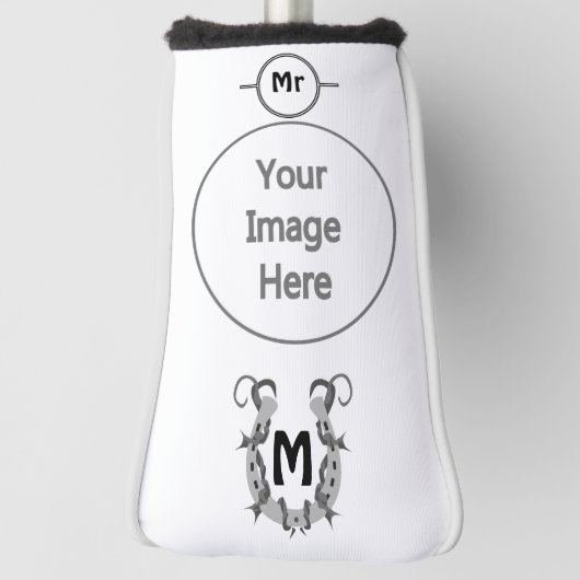 Hoefijzer in Barbed Wire Monogram Golfheadcover (Draai 90)