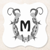 Hoefijzer in Barbed Wire Monogram Kartonnen Onderzetters (Voorkant)