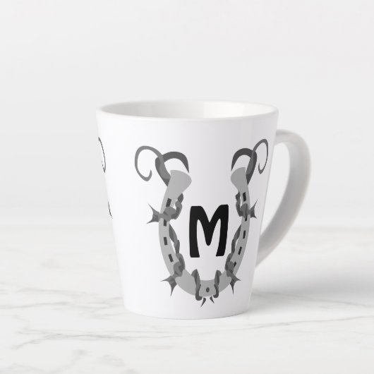 Hoefijzer in Barbed Wire Monogram Latte Mok (Rechterhoek)