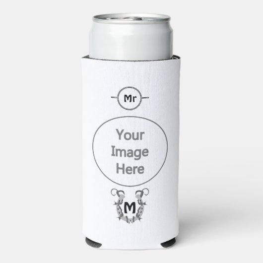 Hoefijzer in Barbed Wire Monogram Seltzer Blikjeskoeler (Seltzer Achterkant)