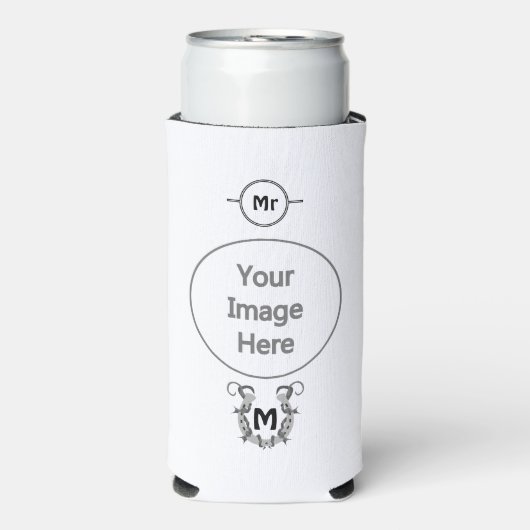 Hoefijzer in Barbed Wire Monogram Seltzer Blikjeskoeler (Seltzer Voorkant)