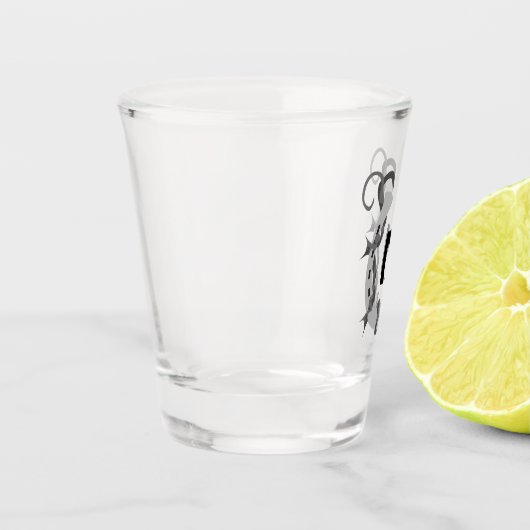 Hoefijzer in Barbed Wire Monogram Shot Glas (Links)
