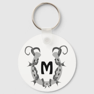 Hoefijzer in Barbed Wire Monogram Sleutelhanger