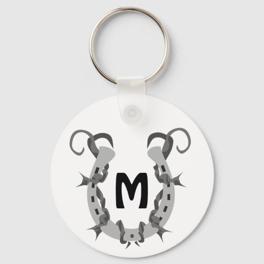 Hoefijzer in Barbed Wire Monogram Sleutelhanger (Voorkant)
