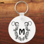 Hoefijzer in Barbed Wire Monogram Sleutelhanger (Voorkant)