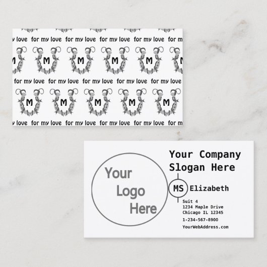 Hoefijzer in Barbed Wire Monogram Visitekaartje (Voorkant / Achterkant)