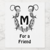 Hoefijzer in Barbed Wire Monogram Wijn Etiket (Enkel label)