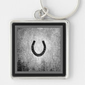 Hoefijzer in zwarte en grijze speldenstaaf sleutelhanger (Voorkant)