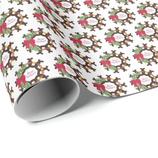 Hoefijzer kerstmis cadeaupapier (Rol Hoek)