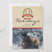 Hoefijzer kerstmis met horse Threadfoto Feestdagenkaart (Voorkant)