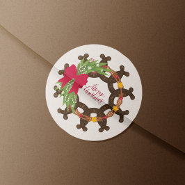 Hoefijzer kerstmis ronde sticker