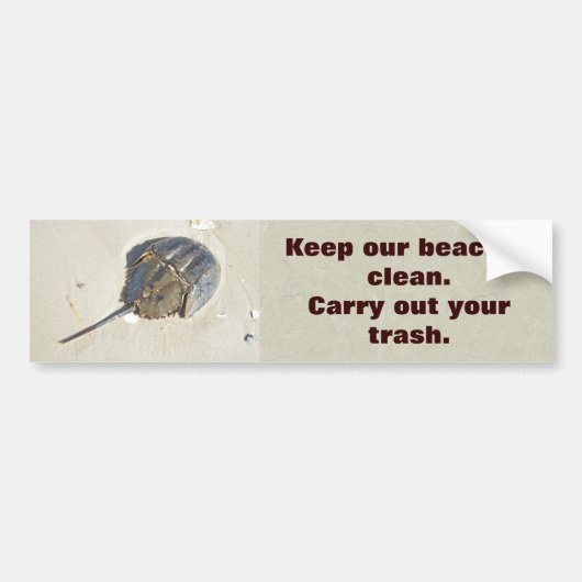 Hoefijzer Krab Beaches Clean Bumpersticker (Voorkant)