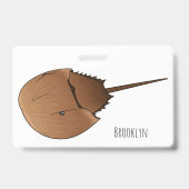 Hoefijzer krab cartoon illustratie badge (Achterkant)