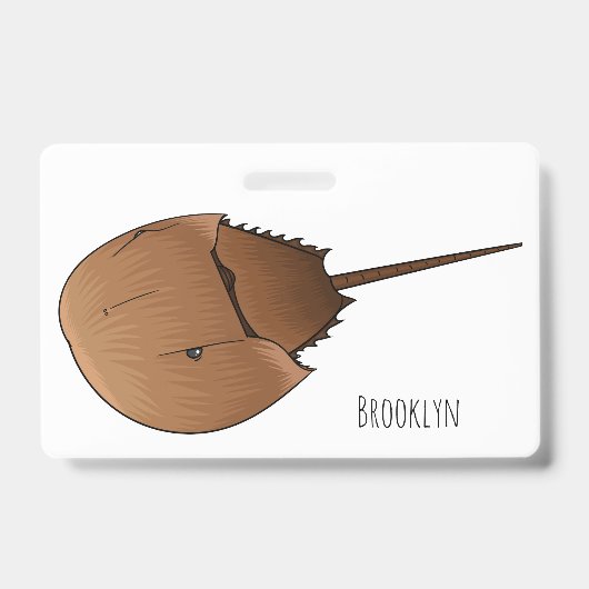 Hoefijzer krab cartoon illustratie badge (Voorzijde)