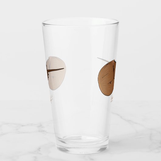 Hoefijzer krab cartoon illustratie glas (Links)