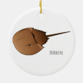 Hoefijzer krab cartoon illustratie keramisch ornament (Achterkant)