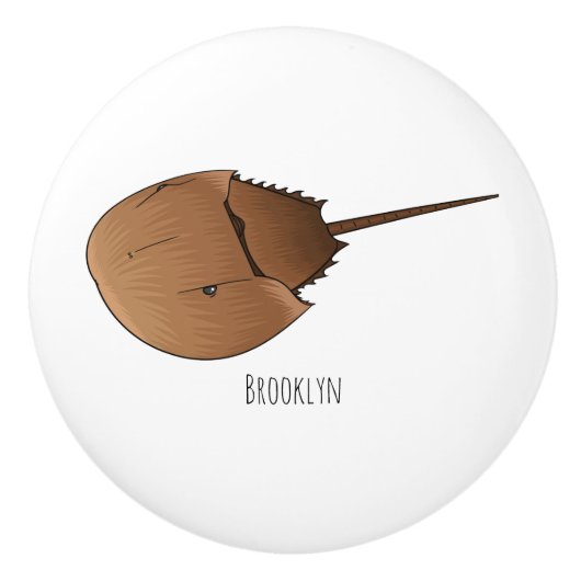 Hoefijzer krab cartoon illustratie keramische knop (Voorkant)