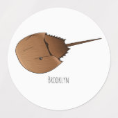 Hoefijzer krab cartoon illustratie labels (Design 1)