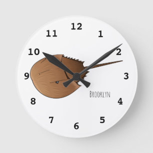 Hoefijzer krab cartoon illustratie ronde klok