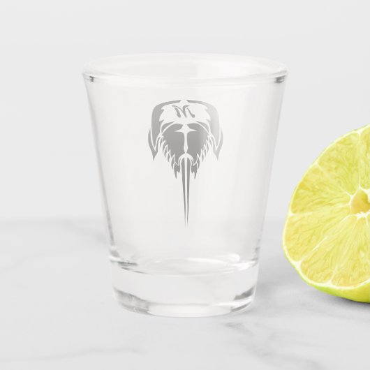 Hoefijzer krab in tribale Tattoo stijl Shot Glas (Achterkant)