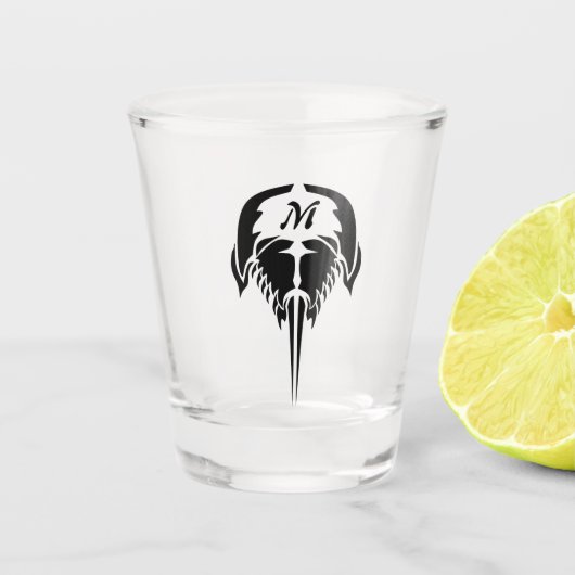 Hoefijzer krab in tribale Tattoo stijl Shot Glas (Voorkant)