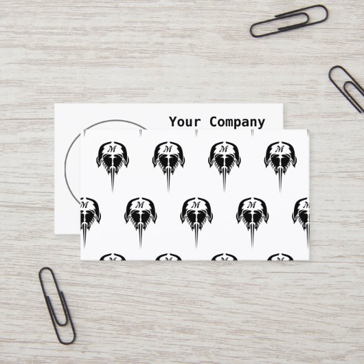 Hoefijzer krab in tribale Tattoo stijl Visitekaartje (Voorkant / Achterkant in situ)