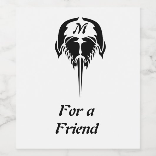 Hoefijzer krab in tribale Tattoo stijl Wijn Etiket (Enkel label)