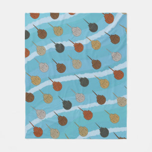 Hoefijzer Krab Ocean Waves Fleece Deken