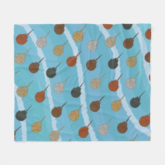 Hoefijzer Krab Ocean Waves Fleece Deken (Voorkant (Horizontaal))