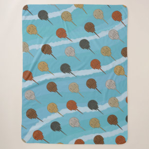 Hoefijzer Krab Ocean Waves Sherpa Deken