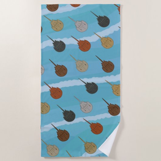 Hoefijzer Krab Ocean Waves Strandlaken (Voorkant)