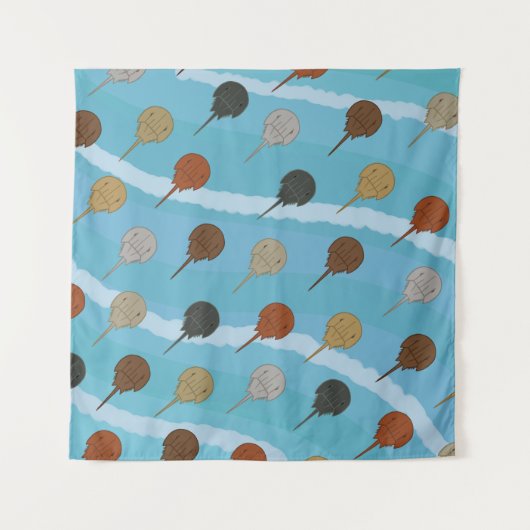 Hoefijzer Krab Ocean Waves Wandkleed (Voorkant)