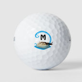 Hoefijzer krab speelt in het watermonogram golfballen (Voorkant)