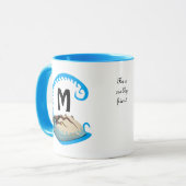 Hoefijzer krab speelt in het watermonogram mok (Voorkant links)