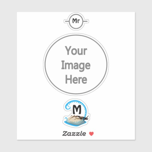 Hoefijzer krab speelt in het watermonogram sticker (Vel)