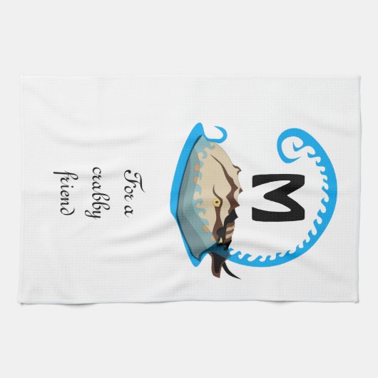 Hoefijzer krab speelt in het watermonogram theedoek (Horizontaal)