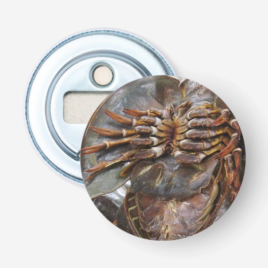 Hoefijzer krab ... Thai Asian Street Food Button Flesopener (Voorkant)