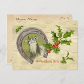  Hoefijzer met Lijst van Holly Leaves & Berries Briefkaart (Voorkant / Achterkant)
