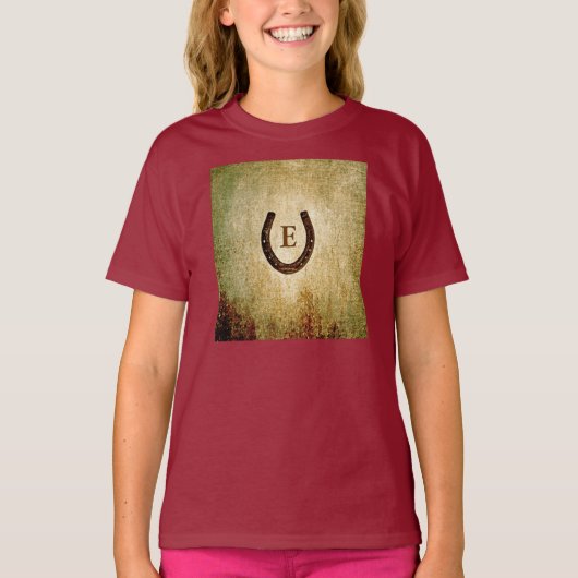 Hoefijzer Monogram Gepersonaliseerd Initiaal T-Shi T-shirt (Voorkant)