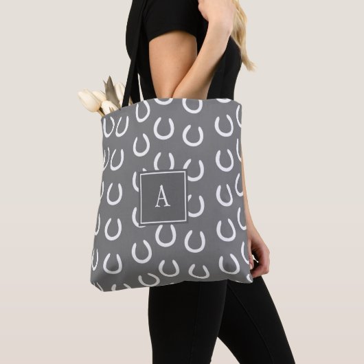 hoefijzer Monogram grijs Tote Bag (Dichtbij)
