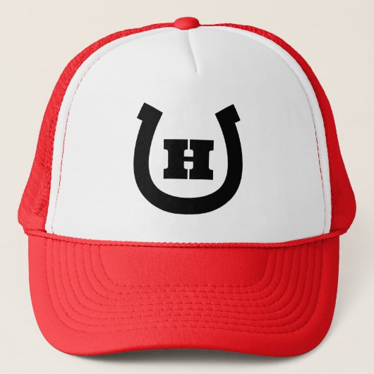 Hoefijzer monogram logo trucker hoed trucker pet (Voorkant)
