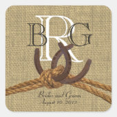 Hoefijzer monogram vierkante sticker (Voorkant)