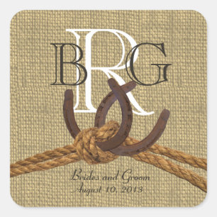 Hoefijzer monogram vierkante sticker