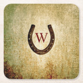 Hoefijzer Monogrammed Kartonnen Onderzetters (Voorkant)