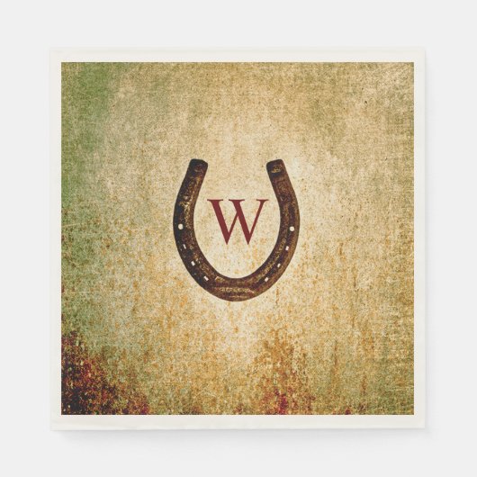 Hoefijzer Monogrammed Lunch Napkin Servet (Voorkant)