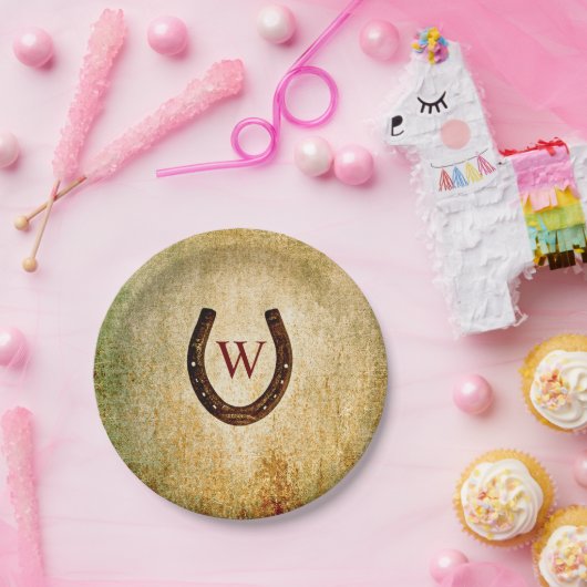 Hoefijzer Monogrammed Papier Borden Papieren Bordje (Feest)