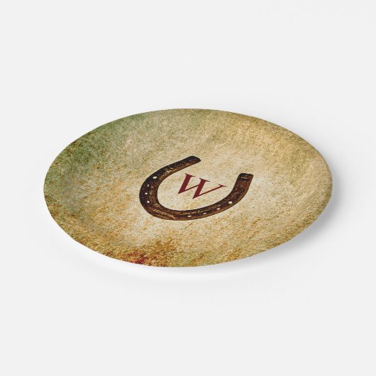 Hoefijzer Monogrammed Papier Borden Papieren Bordje (Gekanteld)