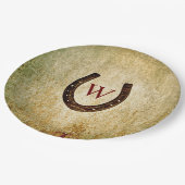 Hoefijzer Monogrammed Papier Borden Papieren Bordje (Gekanteld)