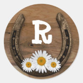 Hoefijzer Naam Initiaal Envelopzegel Ronde Sticker (Voorkant)